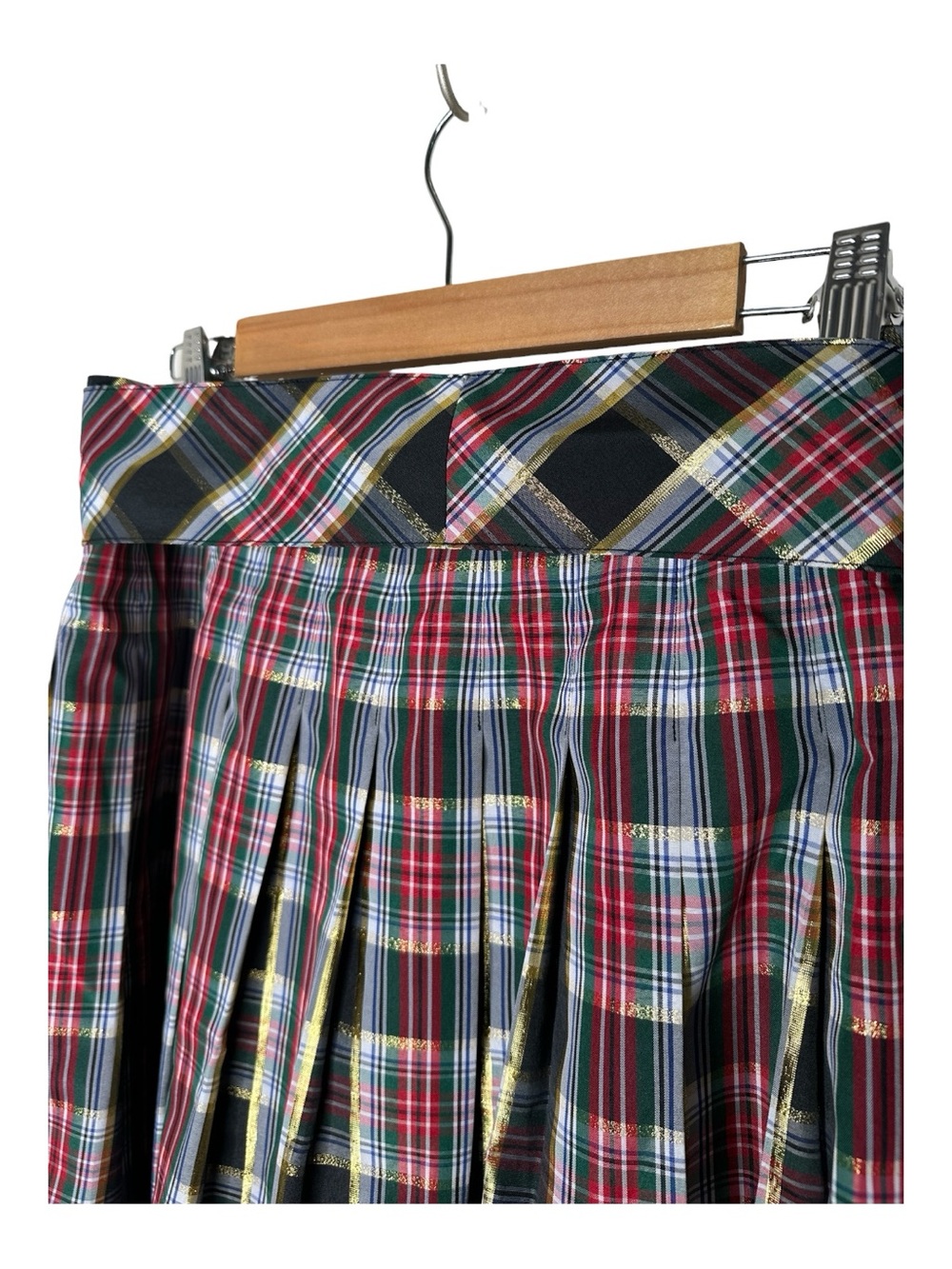 Talbots Metallic Taffeta Pleated Maxi Skirt Celebrate Plaid Size 12 Holiday - Picture 9 of 12